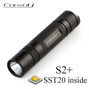 Convoy手电筒S2+SST20 黑色Led18650高功率迷你户外夜钓探路徒步