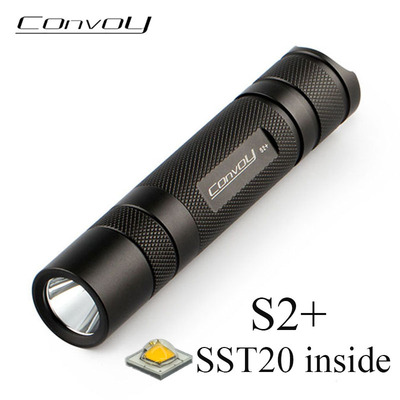 Convoy手电筒S2+SST20 黑色Led18650高功率迷你户外夜钓探路徒步