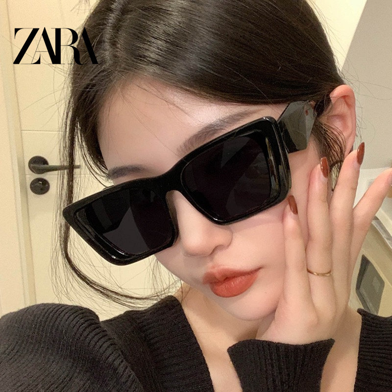正品ZARA粗框方形复古时髦大太阳眼镜
