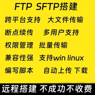 远程部署搭建安装调试FTP/SFTP服务器上传下载匿名访问共享电脑