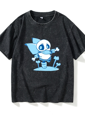 传说之下游戏联名sans动漫二次元T恤短袖黑色衣服女男圆领大码宽