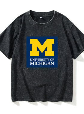 密歇根大学The University of Michigan纪念品周边校服T恤短袖青