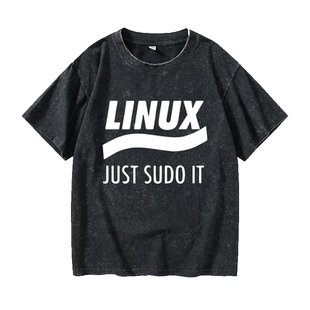 极客geek计算机程序员周边linux justsudo itT恤短袖韩版衣服女男