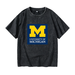 密歇根大学The University of Michigan纪念品周边校服T恤短袖青