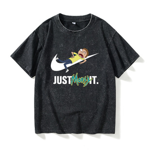 休闲衣服女男圆领大 morty周边T恤短袖 瑞克和与莫蒂联名rick and