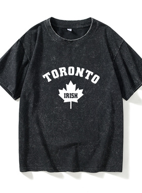 加拿大多伦多大学TORONTO IRISH枫叶标志T恤短袖黑色衣服女男圆领