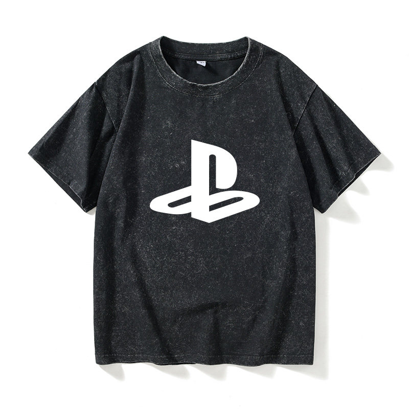 恶搞电玩PS4游戏机手柄按键图案索饭周边T恤短袖新款衣服女男圆领