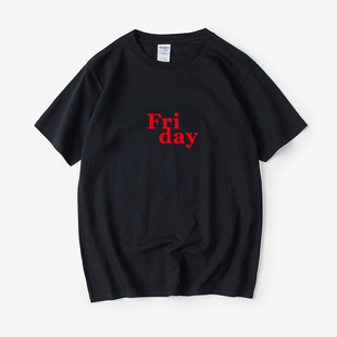 英文字母汉字中文T恤短袖 男女情侣装 新款 宽松夏季 圆领大码 friday