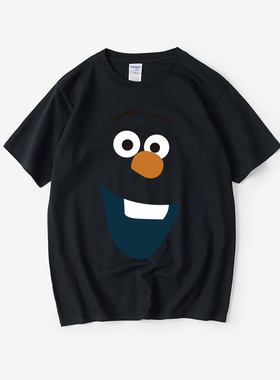 冰雪奇缘froze.n雪人雪宝T恤短袖ins衣服男女圆领大码宽松夏季情