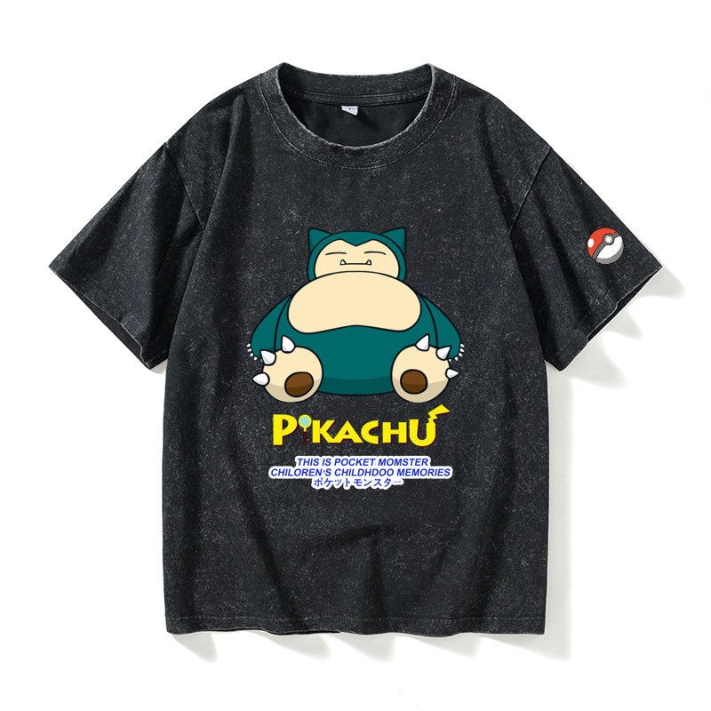 日系皮卡丘 神奇宝贝 杰尼龟可达鸭胖丁t恤短袖休闲衣服女男圆领