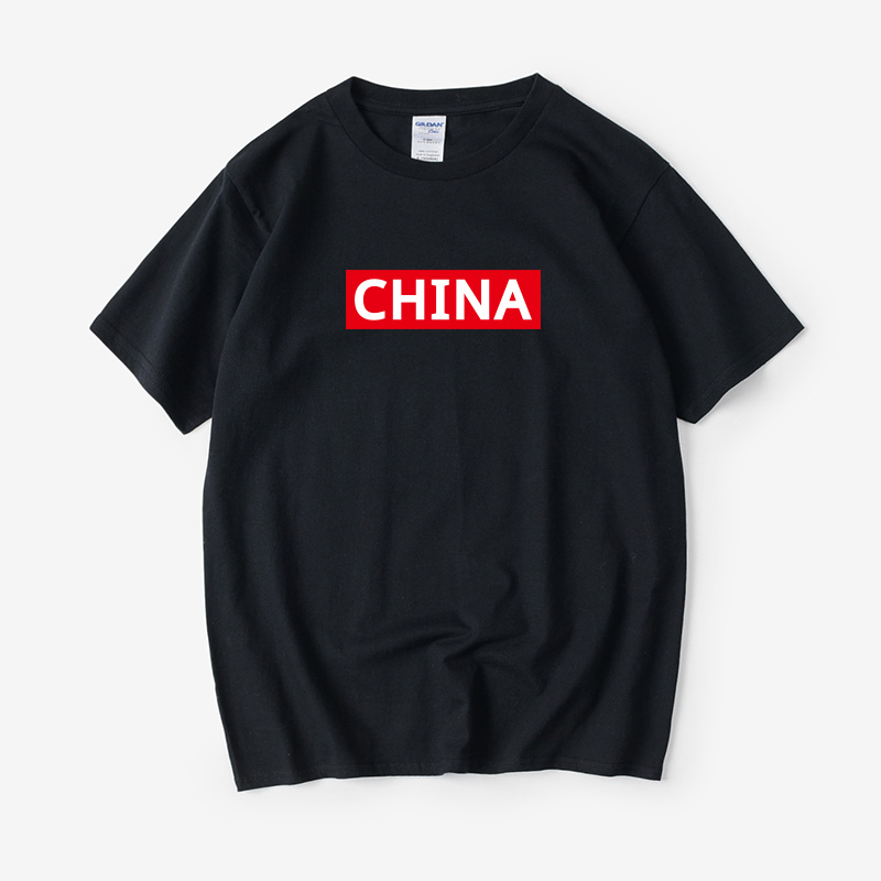 原创国潮CHINA中国文字汉字中文T恤短袖百搭圆领大码宽松夏季男女