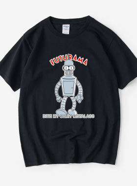 Futurama 飞出个未来 bender got beerT恤短袖圆领夏季男女情侣装
