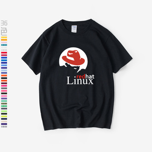 极客redhat程序员红帽公司开源Linux编程源代码 慵懒风衣服 T恤短袖