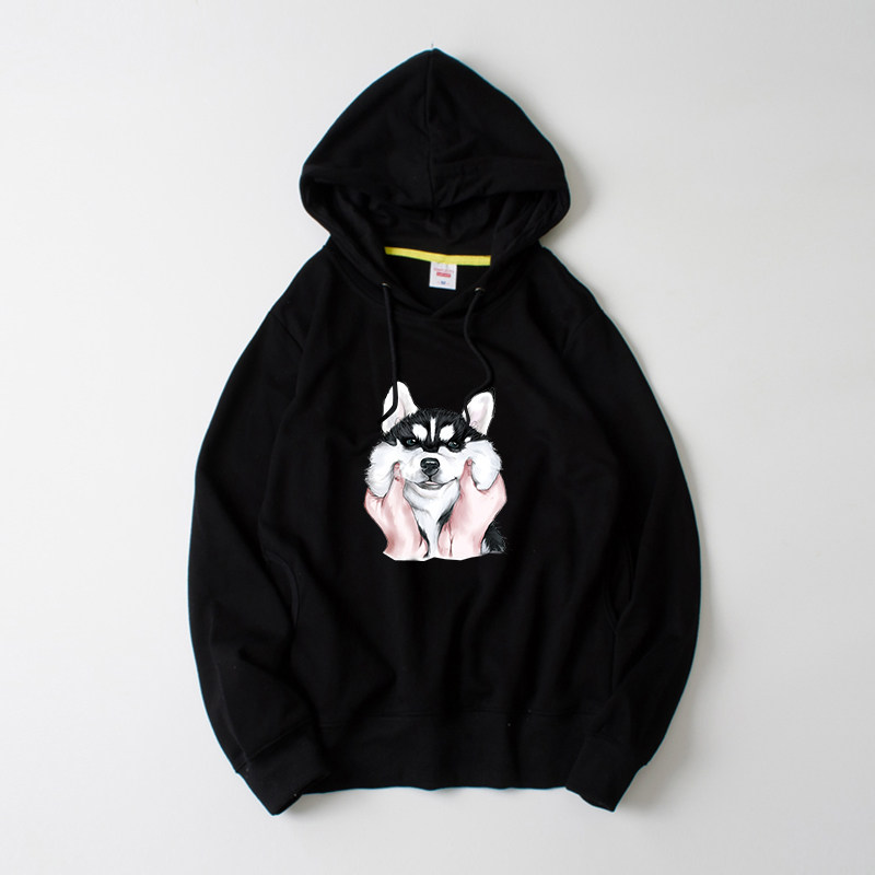 恶搞哈士奇二哈狗狗雪橇犬卫衣连帽个性套头宽松男女情侣装运动春