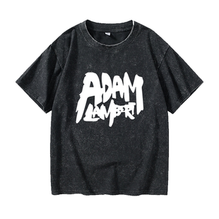 亚当兰伯特adam lambert签名周边T恤短袖港风衣服女男圆领大码宽
