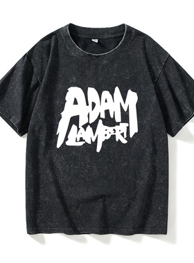 亚当兰伯特adam lambert签名周边T恤短袖港风衣服女男圆领大码宽