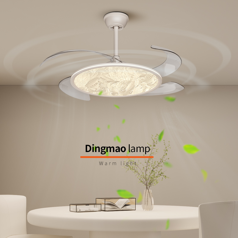 全光谱珐琅彩隐形风扇灯现代简约餐厅卧室家用一体静音变频吊扇灯