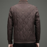 中老年秋冬男士加棉夹克菱格商务翻领棉衣B8501P165，男装棉衣，星座804（原QT730）