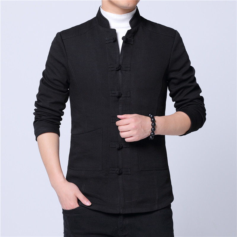 冬季风修身加绒纯色上衣青年唐装大码汉服811P145,男装民族服装,星座804（原QT730）