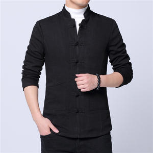 冬季风修身加绒纯色上衣青年唐装大码汉服811P145图片