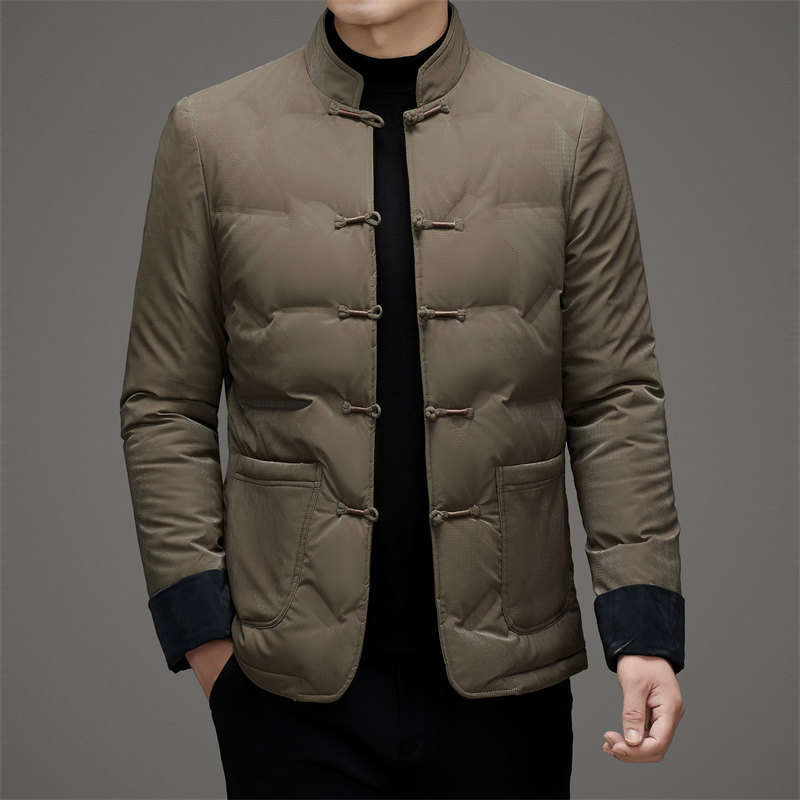 冬季中老年男士羽绒服风轻薄唐装父亲衣服汉服男M517P190,男装民族服装,星座804（原QT730）