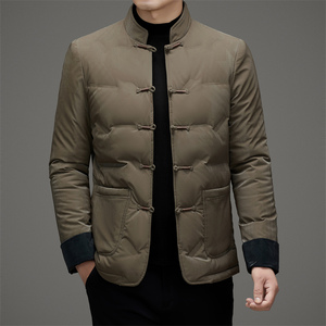 冬季中老年男士羽绒服风轻薄唐装父亲衣服汉服男M517P190图片