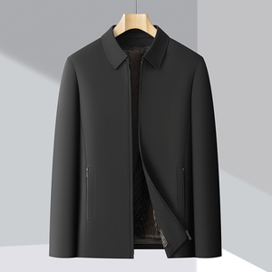 冬季高品中老年纯色商务羽绒服貂绒内胆可拆M5199P235挂拍图片