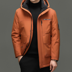 25年冬季户外羽绒服中长款纯色连帽羽绒外套XZ804/A9911P245，男装羽绒服，星座804（原QT730）