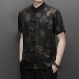 夏季香云纱高端提花唐装中老年风新中式汉服MB9217P86黑色，男装民族服装，星座804（原QT730）