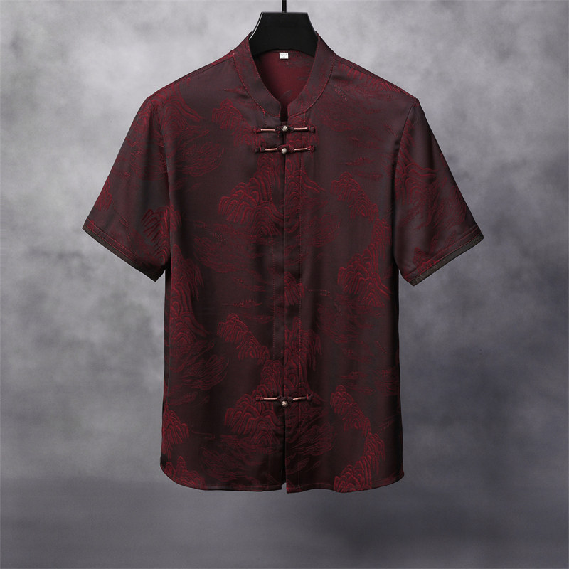 夏季高端唐装男士中老年风新中式汉服M5108P93藏青色,男装民族服装,星座804（原QT730）