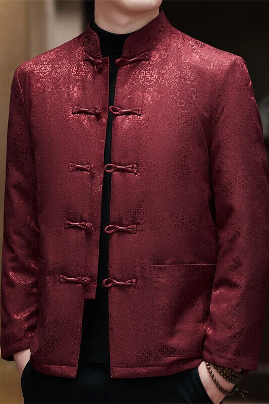 风冬季老人印花羽绒服爸爸唐装汉服男D2009P190,男装民族服装,星座804（原QT730）
