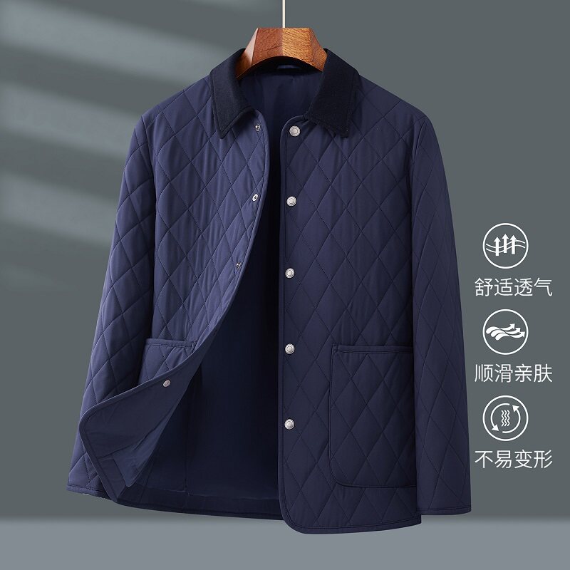 秋冬外套中老年男士加棉菱格商务翻领棉衣XZ804/J235P180,男装棉衣,星座804（原QT730）