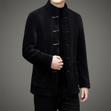 高品冬季风颗粒羊毛立领盘扣皮毛一体羊剪绒夹克M1131P245，男装民族服装，星座804（原QT730）