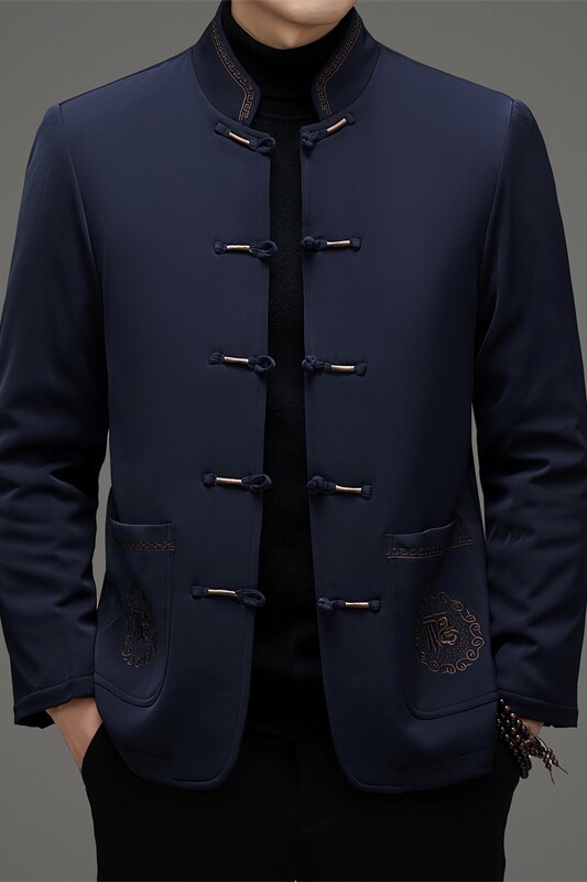 中老年冬季加绒刺绣唐装男风爸爸中式外套XZ804/M509P140,男装民族服装,星座804（原QT730）