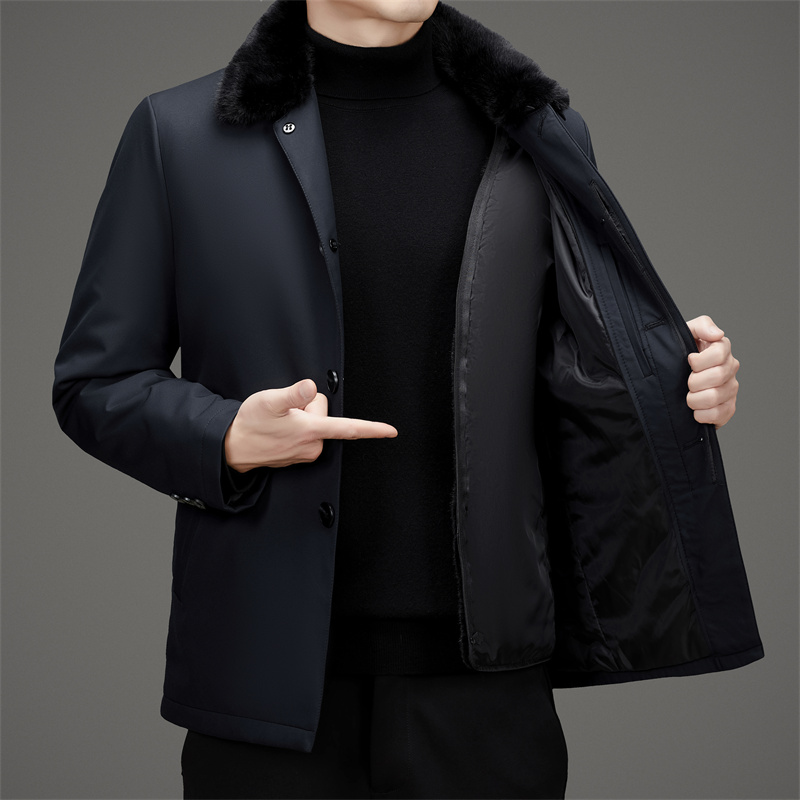水貂绒内胆可拆羽绒服男士中老年毛领冬季外套XZ804/M72805P248，男装羽绒服，星座804（原QT730）