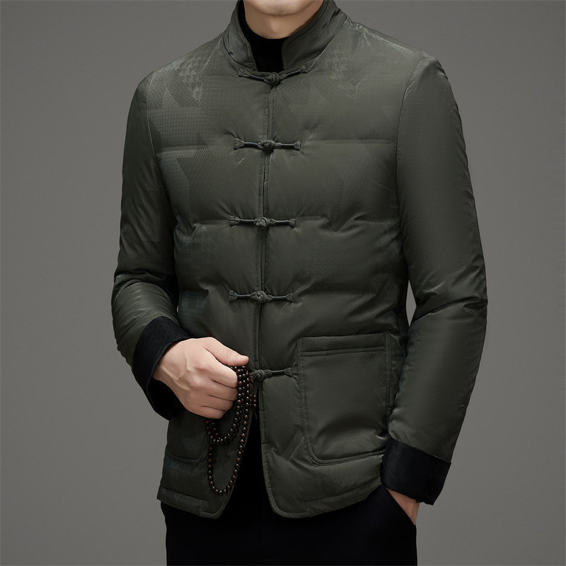 冬季中老年男士羽绒服风轻薄唐装父亲衣服汉服男M517P190,男装民族服装,星座804（原QT730）