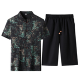 夏季香云纱高端印花唐装男士中老年风新中式汉服MB9216P86，男装民族服装，星座804（原QT730）