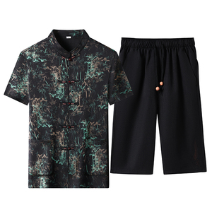 夏季香云纱高端印花唐装男士中老年风新中式汉服MB9216P86图片