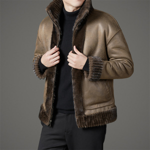 冬季高品雪兰貂两面穿短款男皮毛一体仿皮草外套XZ804/M1215P235图片