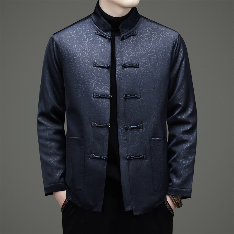 品质男装冬季风大码提花老人加绒唐装XZ804/R577P120，男装民族服装，星座804（原QT730）