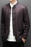 冬季老人印花加绒唐装男风爸爸中式品质外套M25318P180，男装民族服装，星座804（原QT730）