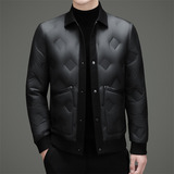 冬季新标50绒压胶翻领简约羽绒服XZ804/M6999P230，男装羽绒服，星座804（原QT730）