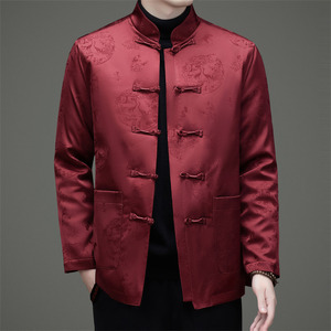 品质男装冬季风大码提花老人加绒唐装XZ804/R575P120图片