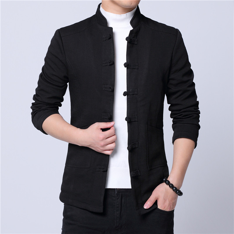 冬季风修身加绒纯色上衣青年唐装大码汉服811P145,男装民族服装,星座804（原QT730）