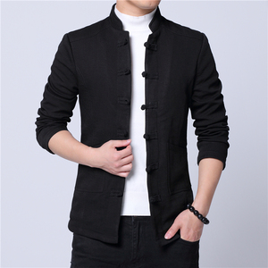 冬季风修身加绒纯色上衣青年唐装大码汉服811P145图片