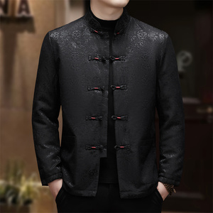 风冬季老人印花羽绒服爸爸唐装汉服男D2009P190图片