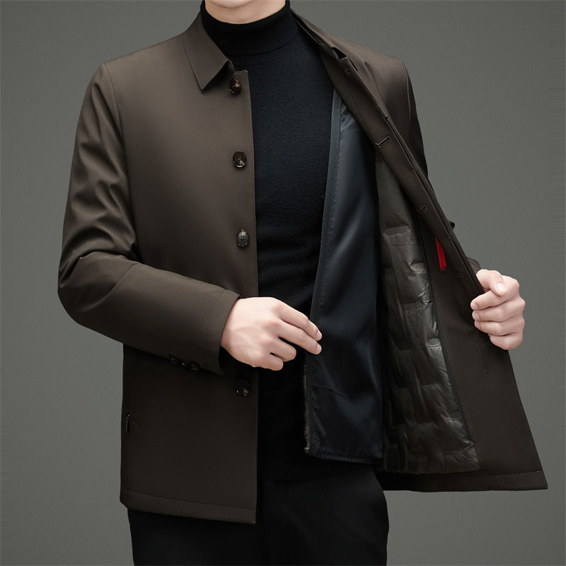 冬季高品中老年纯色商务羽绒服貂绒内胆可拆M5188P235,男装羽绒服,星座804（原QT730）