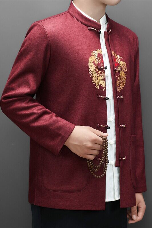 冬季老人绣花唐装风男加绒爸爸中式品质外套M25501P115,男装民族服装,星座804（原QT730）