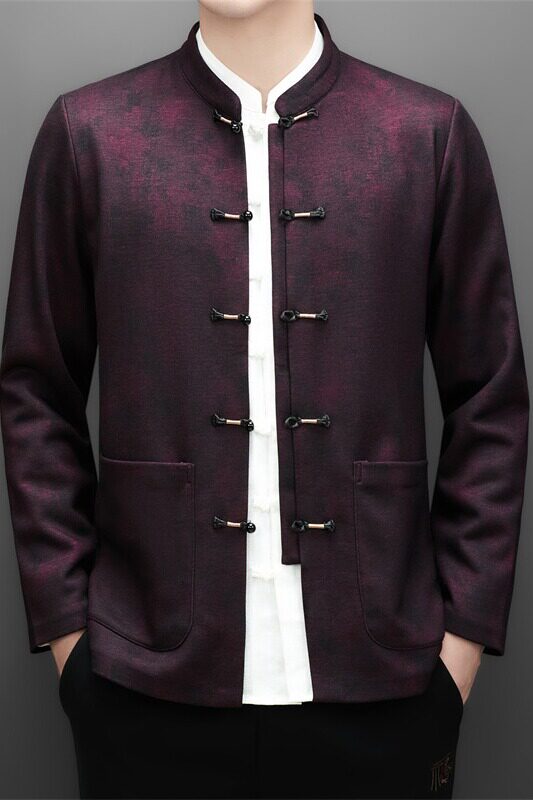 冬季老人印花唐装风男加绒爸爸中式外套XZ804/M25311P115,男装民族服装,星座804（原QT730）