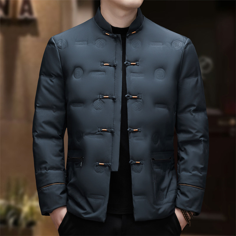 冬季中老年压胶羽绒服风立领唐装XZ804/D2310P200外景,男装民族服装,星座804（原QT730）